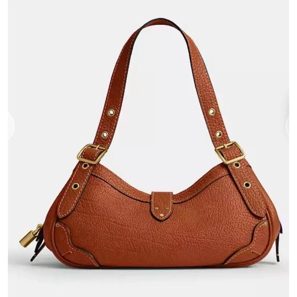 COACH Drifter Shoulder Bag 31; Amber Brown Brass